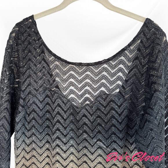 NW Night Way Vintage Sparkling Sequins Chevron Midi Dress Low Back Lining Sz 14W - Picture 5 of 13